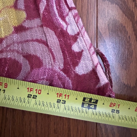 Floral Patterned Scarf in Burgundy and Yellow - Picture 4 of 4